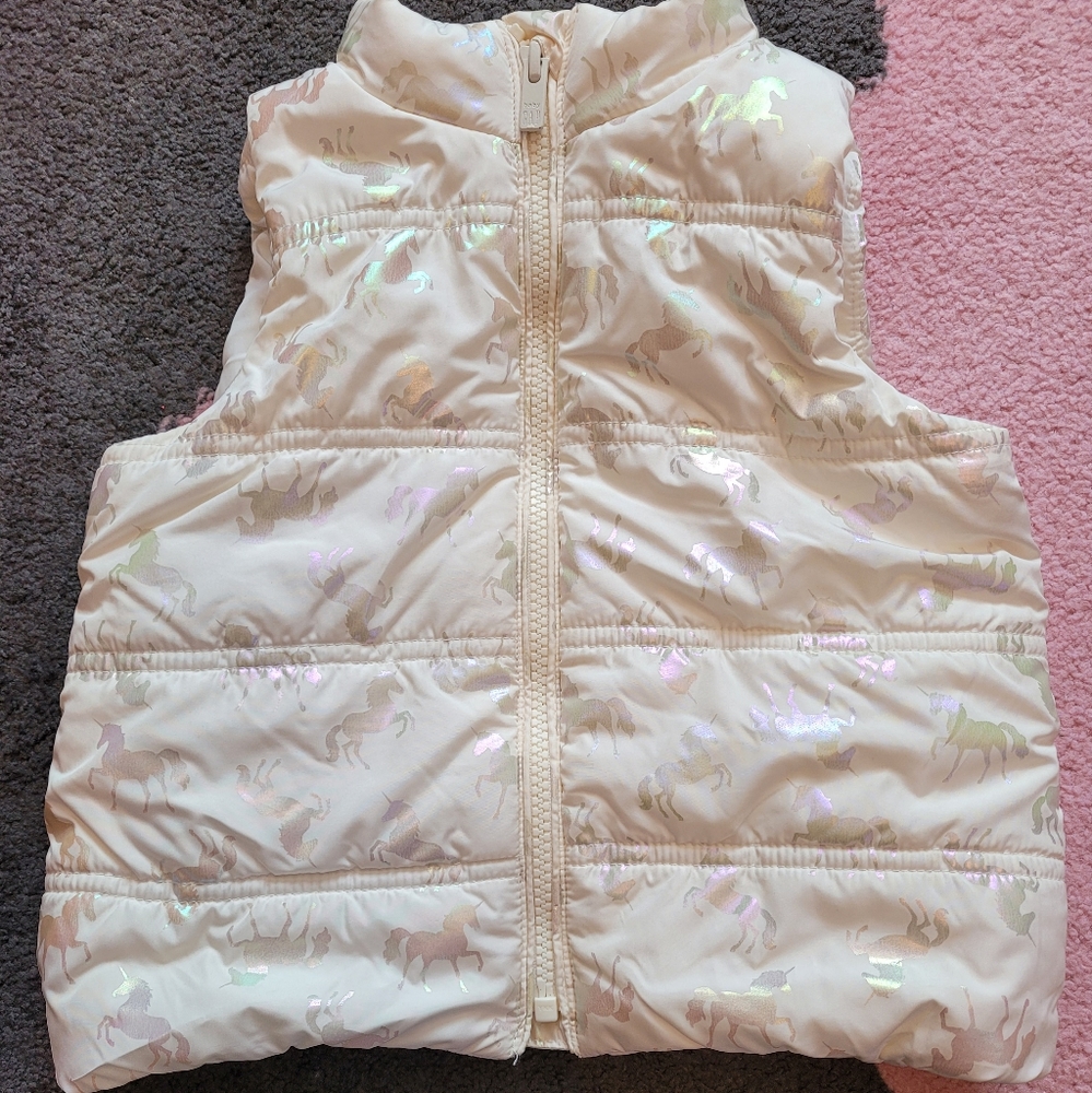 Baby Gap girl's white unicorn vest